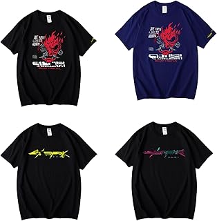 SDCADQ Cyberpunk 2077 T-shirt, Short Sleeve Shirt, Soft, Outerwear, Round Neck, Gas Permeable, Spring, Summer, Autumn Clot...