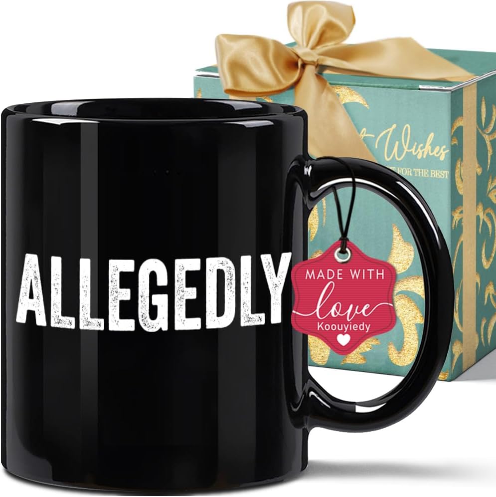 Allegedly Lawyer Mug - Funny Birthday Gifts for Law Student Teacher Attorney Friend Bestie - Law School Gifts Black Coffee Mug 11OZ