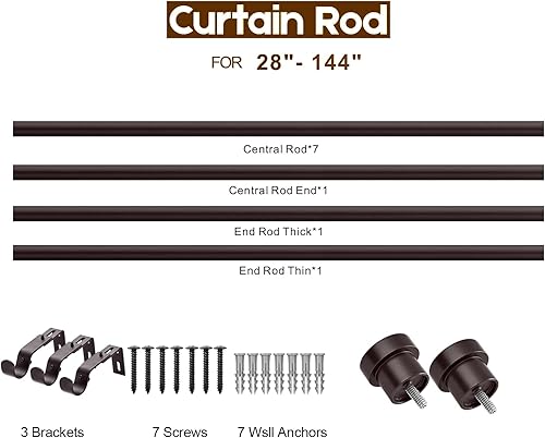 Miniatura 31 de Briofox gold Curtain Rods for Windows 66 To 120 Inch, 1 Inch Heavy Duty Adjustable Curtain Rod With Modern Decorative End Cap Finials WIth