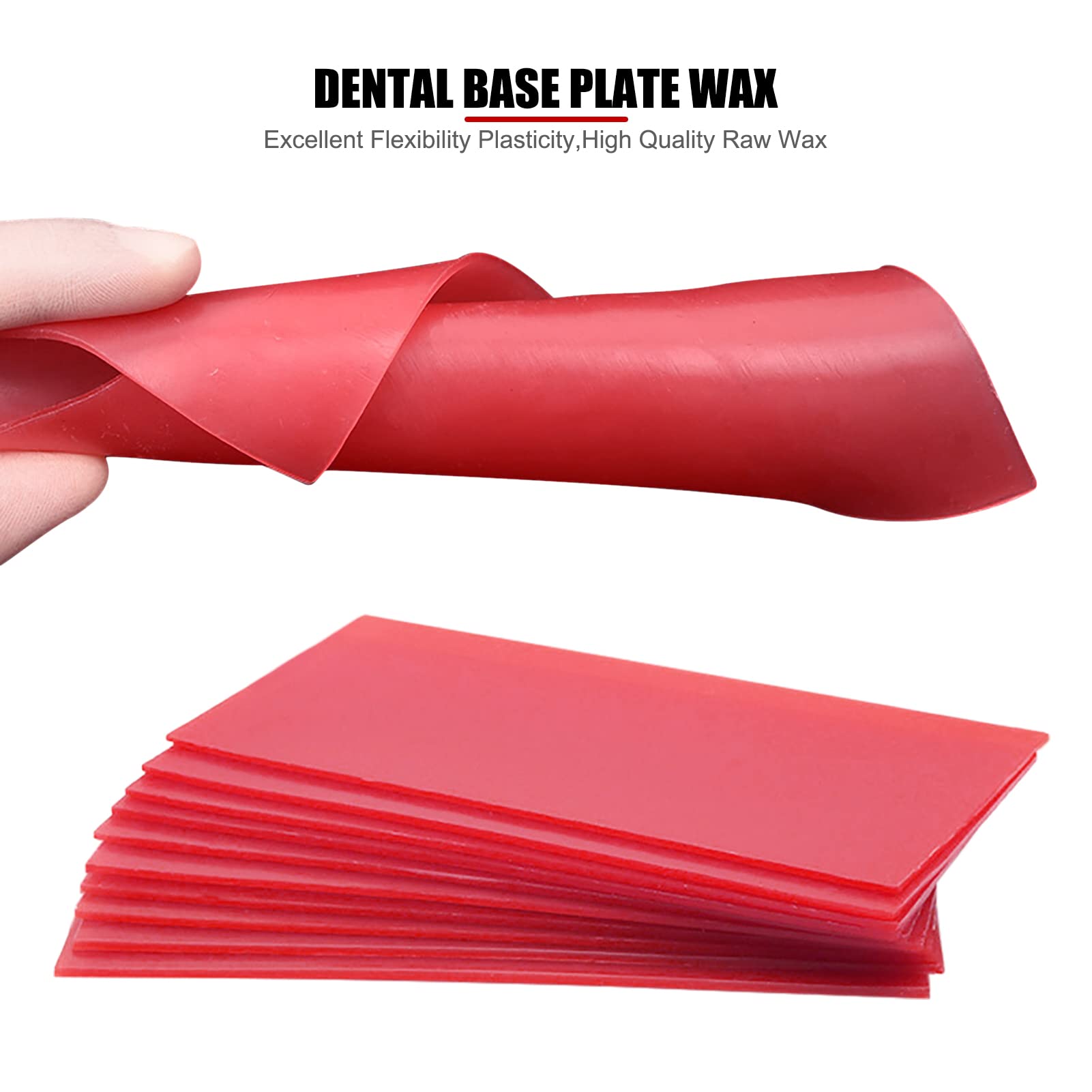 Cera para placa base, 10 piezas, cera roja para mordida, hoja de cera para fundición de dentaduras postizas para modelado de tallado de joyas | Equipo de laboratorio(1.3mm(10块装）)