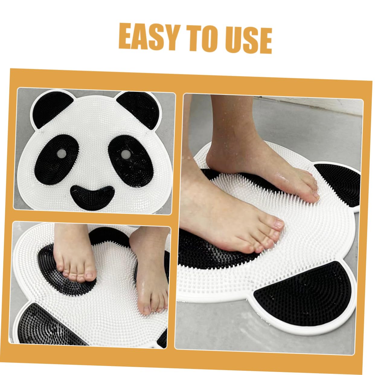 Didiseaon Foot Washer for Shower Floor Shower Foot Scrubber Back Exfoliating Scrubber Long Brush for Cleaning Shower Cartoon Panda Back Scrubber