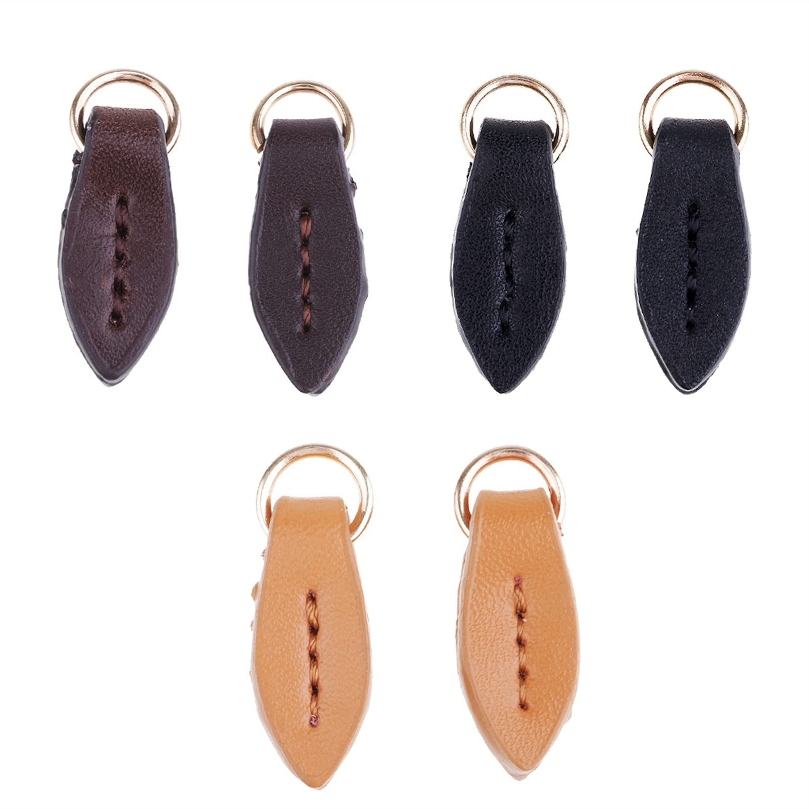 Tiradores de cremallera cuero, accesorios deslizantes cierre costura repuesto for bolsos, mochilas, ropa, 2 uds | Black