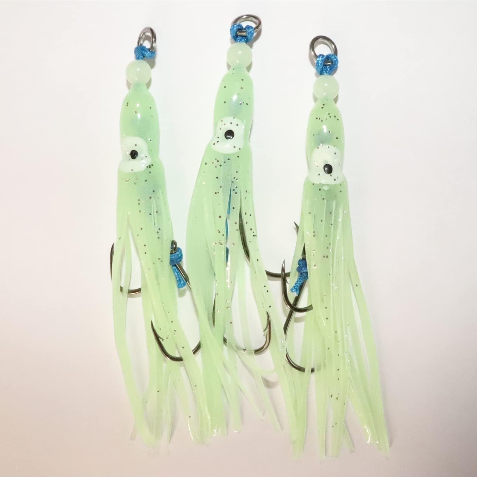 Haczyki wędkarskie Squid UV Glow haczyki wędkarskie 3-pak 5 cali zielony
