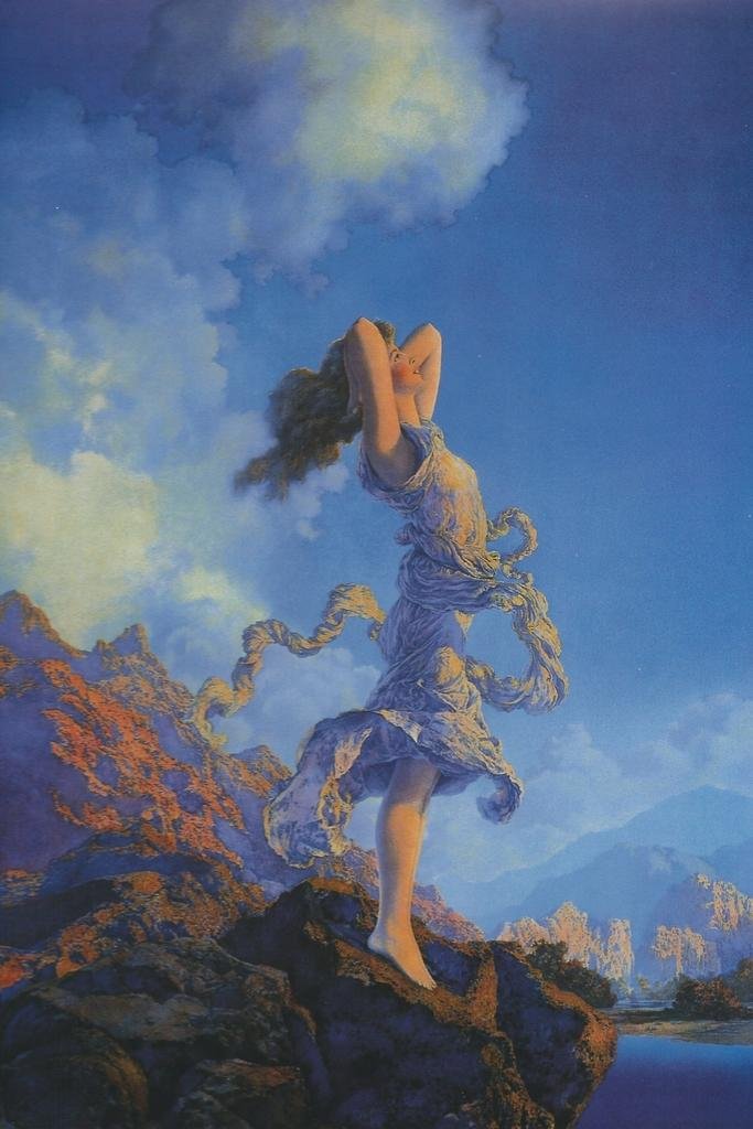 Maxfield Parrish Ecstasy Realism Romantic Artwork Woman Portrait Oil Painting Wall Art Renaissance Art Prints Fantasy Landscape Painting Cool Wall Art