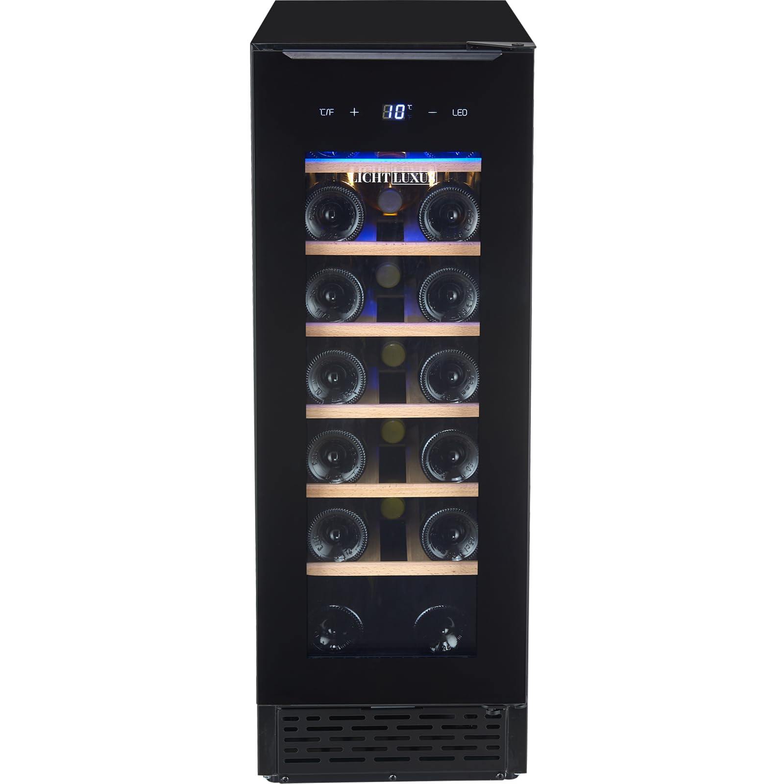 Weinkühlschrank 30cm Breit Unterbaufähig 20 Flaschen 1 Zone UV-Glastür Holzablagen Leise 37 dB