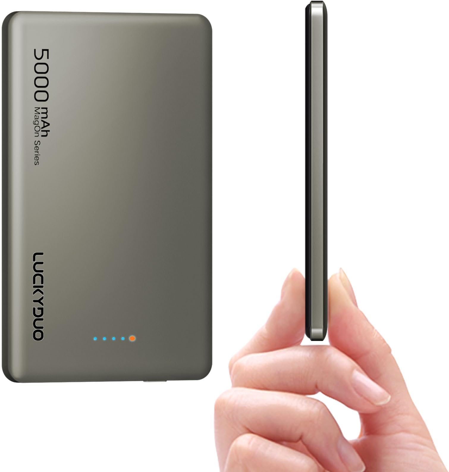 LUCKYDUO Ultra Slim Magnetic Portable Charger 5,000mAh, 0.3in Thin Wireless Power Bank, Compact Magnetic Battery Pack 20W Fast Charging with USB-C, Compatible with iPhone 16/15/14/13 Series