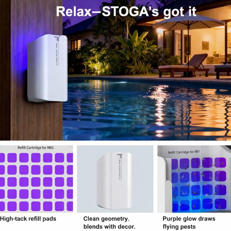 Image of Cordless Fruit Fly Trap for Indoors and Outdoors - 2 Device + 10 Refills Rechargeable Gnat Traps for House Indoor with Replaceable Glue Boards, Safe & Odor-Free Sticky Hanging Fly Traps