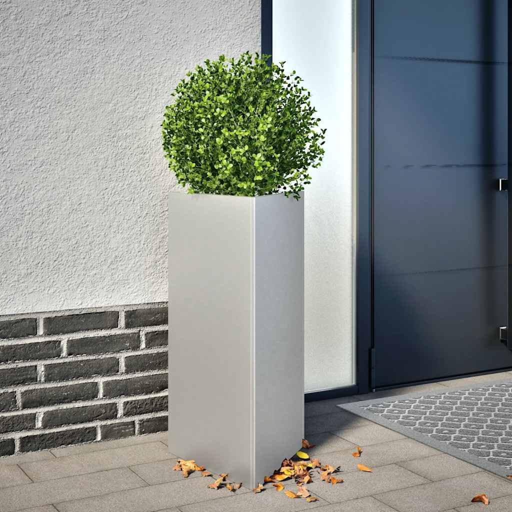 Macetas triangulares de acero galvanizado, 2 unidades, 40 x 40 x 75 cm, bancal alto para balcón, terraza, jardín, jardinera estable para exteriores