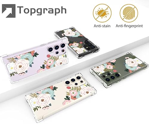 Miniatura 5 de Funda compatible con Samsung Galaxy S23 Ultra, bonita funda transparente para mujeres y niñas, diseño transparente de diseñador (flores de primavera