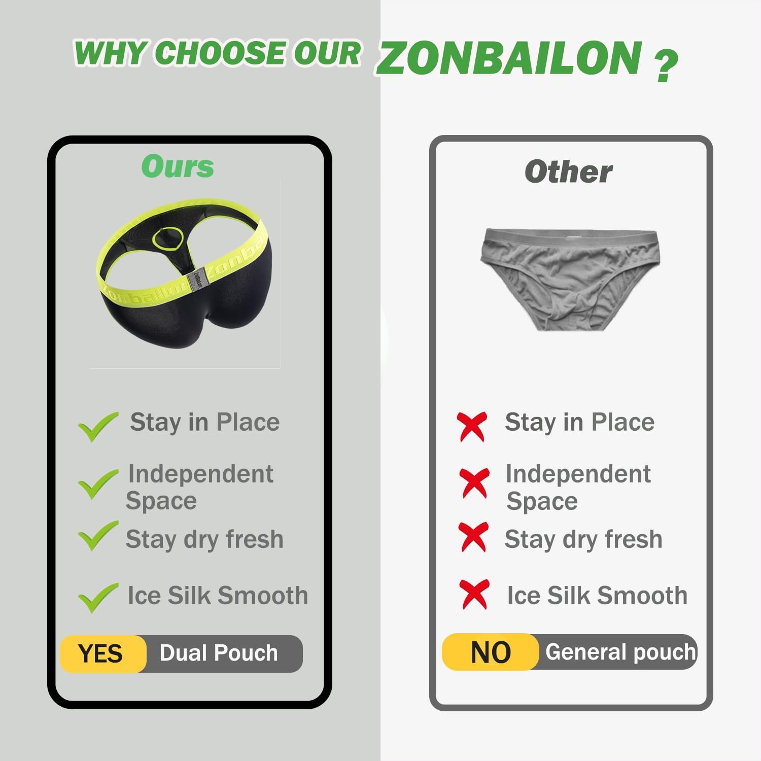 ZONBAILON Men's Briefs Dual Pouch Ice Silk Underwear Open-fly Breathable Sexy Panties - Image 7