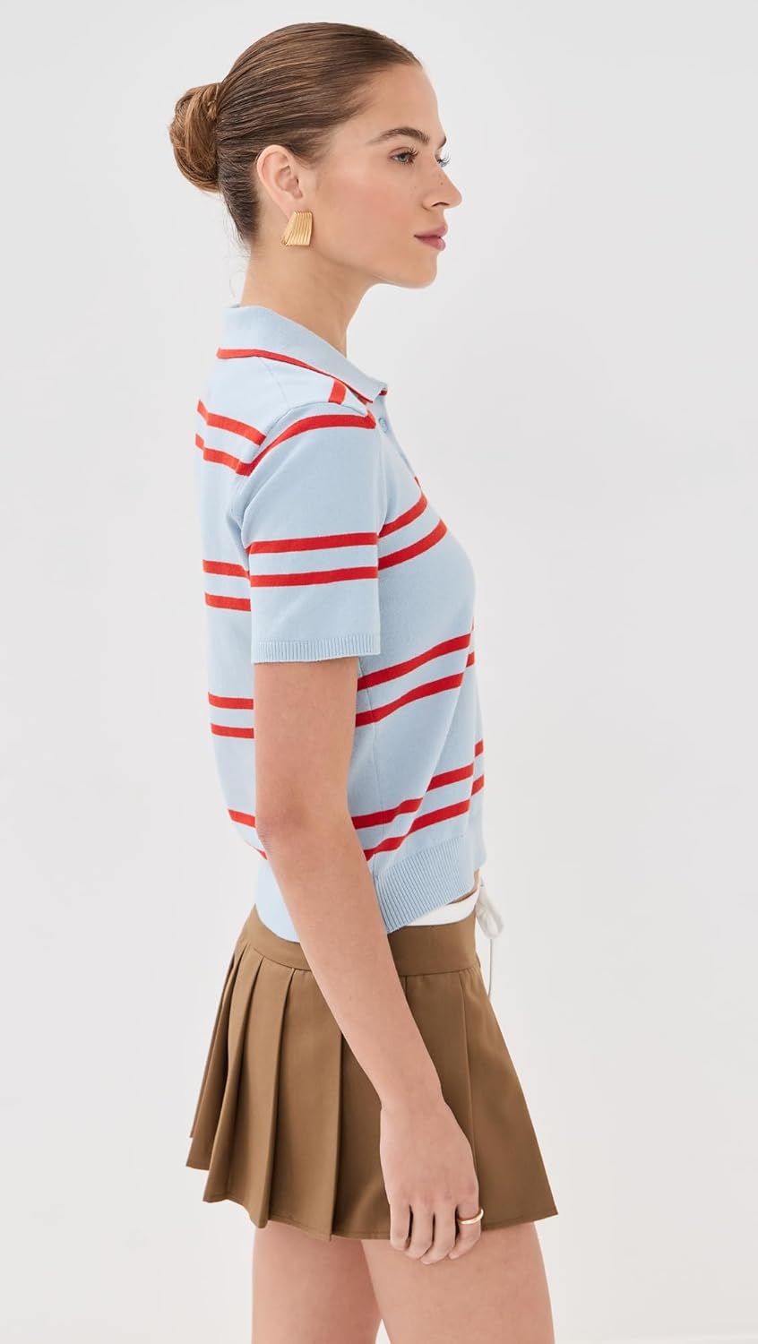 State & Lake Women's Short Sleeve Striped Polo - Image 4