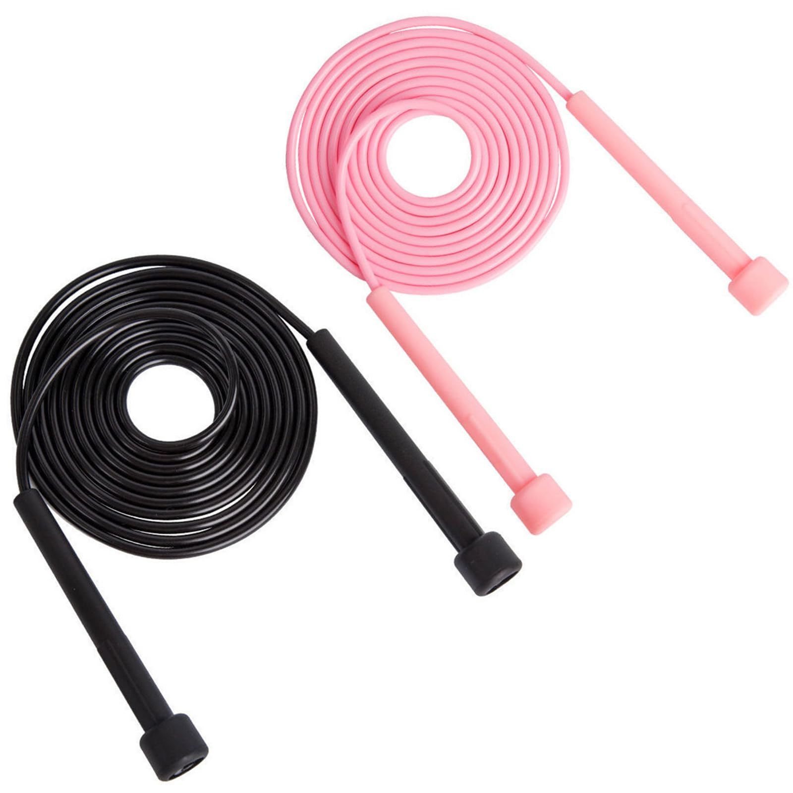 2PCS Skipping Ropes, Jump Rope, Fitness Accessories Boxing Skipping Rope for Men, Women and Kids, Speed Jumping Rope with Non Slip Handle for Home Exercise,Body Fitness, Fat Burning (Pink Black)