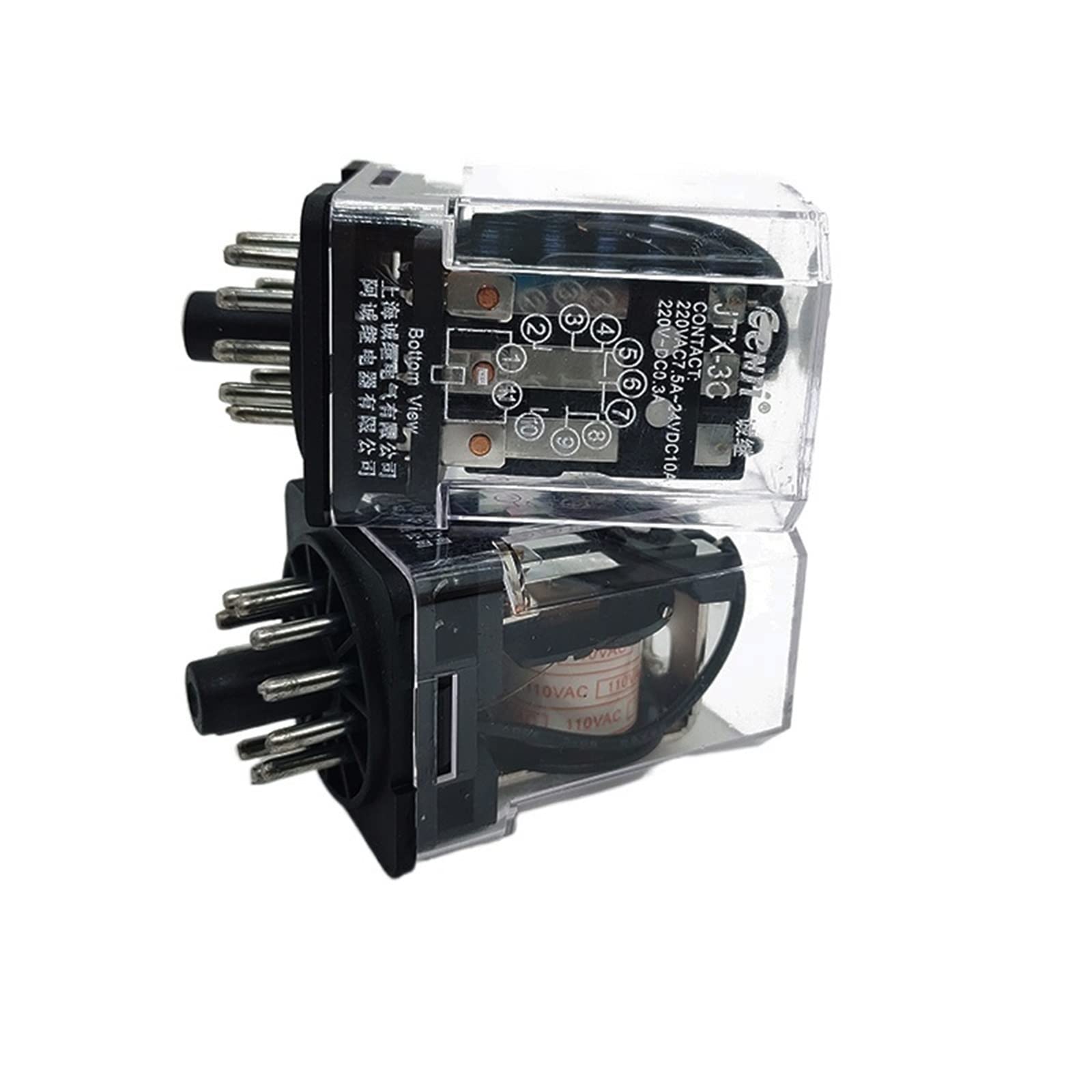 10 pièces Micro Relais de Puissance Universel JTX-2C JTX-3C Mini commutateur de Relais électromagnétique 8 11 Broches 6V 24V 12V 220V AC DC avec Base (Color : JTX-2C, Size : DC12V)