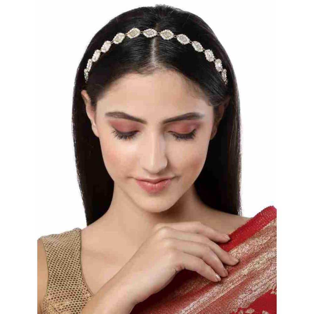 R Singh Enterprises Elegance Gold Plated Moti & Stone Matha Patti Hair Band for Women and Girls (B0CTCNL2W6) Amazon Price History, Amazon Price Tracker