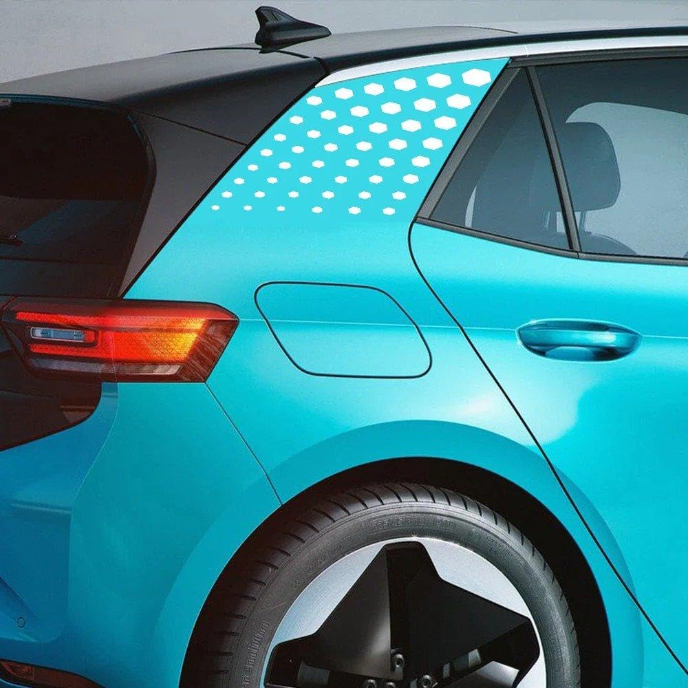 Decalcomanie per Auto 2 Pezzi di Adesivi per Montanti C per Carrozzeria Auto, Stile Puntini, Decalcomanie per Decorazioni in Vinile Fai da Te(Colorful Laser)