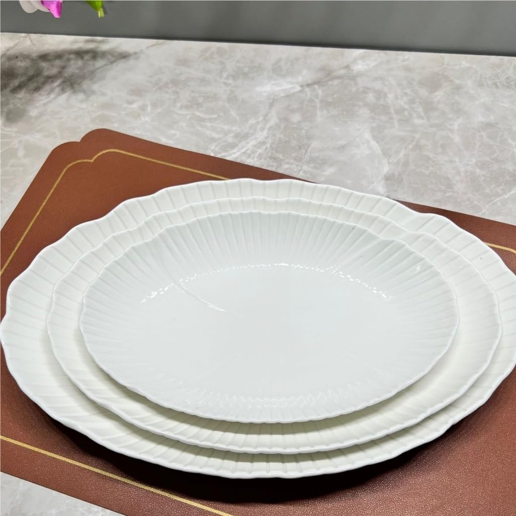 ENGENDER Fruttiera Piatto da Pesce in Ceramica Bianca Pura, Verdure, Zuppa, Ovale, al Vapore for Uso Domestico, alla Griglia, Stoviglie for, Forniture Alberghiere Cestino per Frutta(B-11.81in)