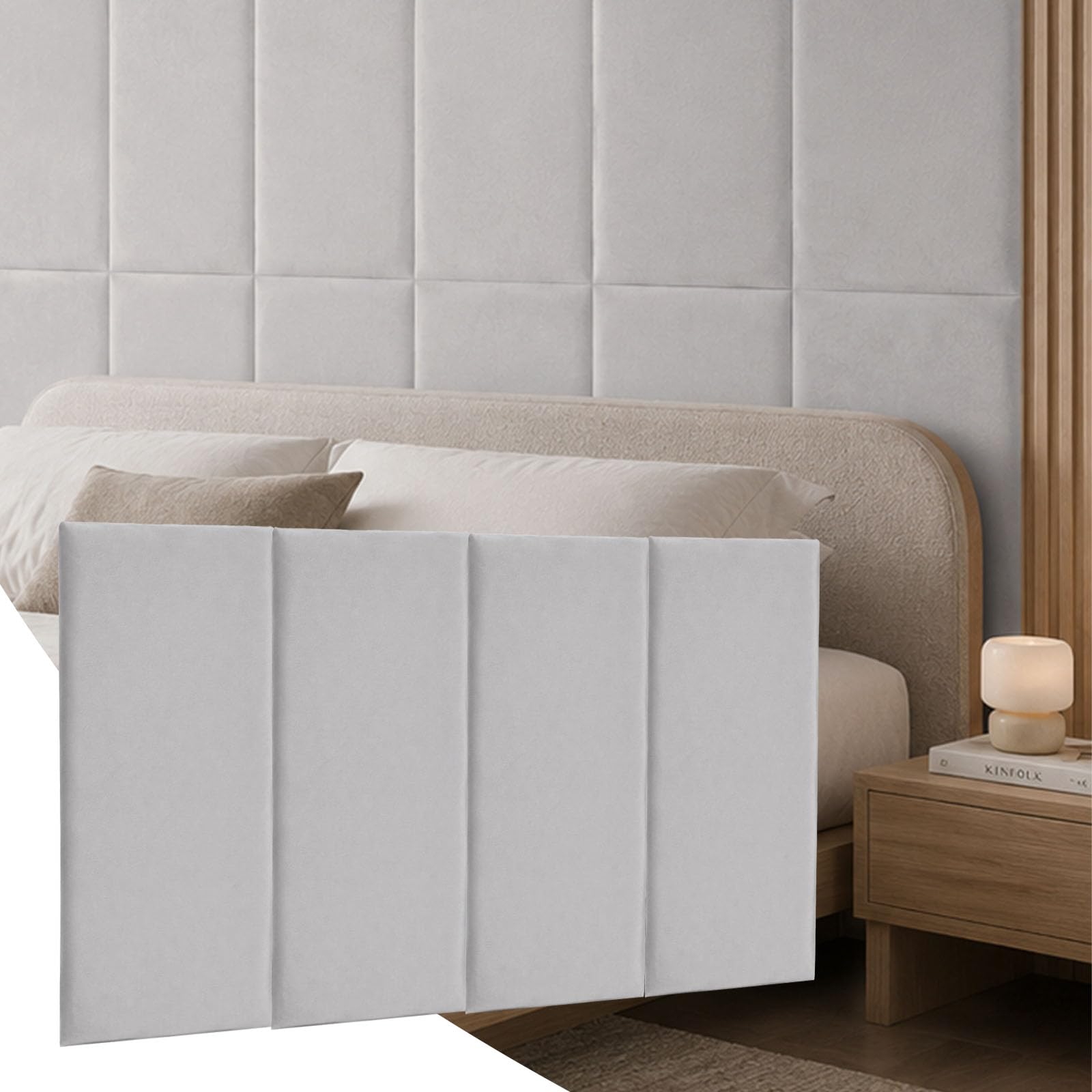 jackfru Wall Panels 4 Pack 50x30cm Upholstered Padded Velvet Panels