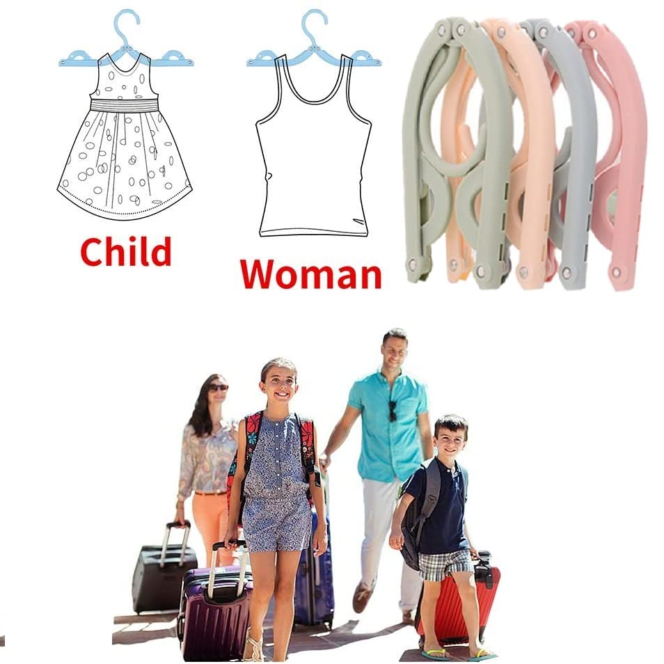 Daily Treasures Lot De 12 Cintres De Voyage Pliables, Portables Avec 4 Clips Et 1 Support Rotatif Pliable, Cintres De Voyage Antidérapants Et Portables