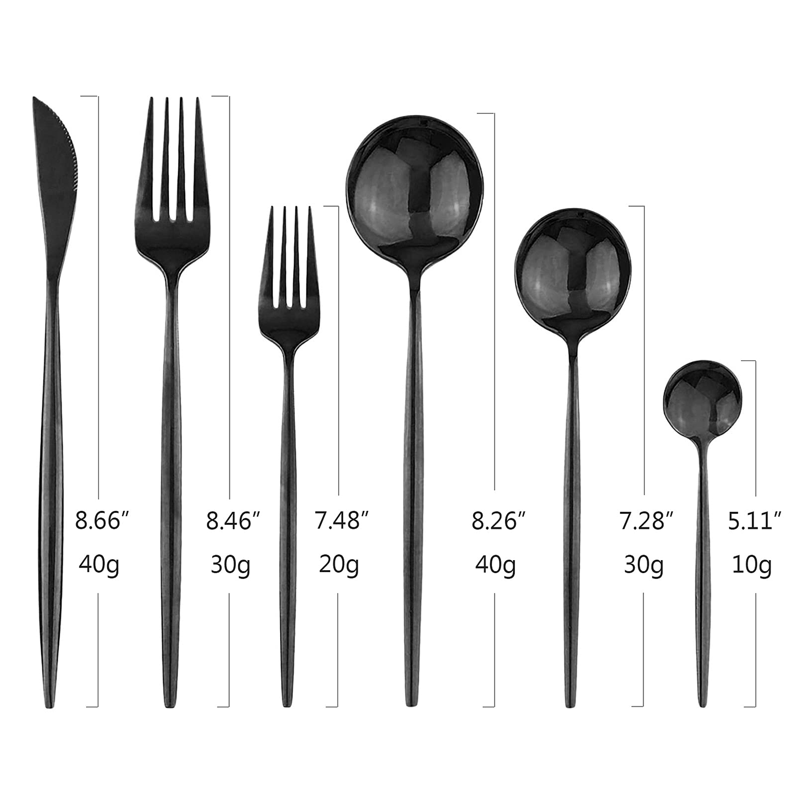 Schwarzes 36-teiliges Besteck-Set aus hochglanzpoliertem 18/0 Edelstahl, Besteckset für Zuhause, Küche, Party, Hotel, Restaurant, Hochzeit, Service für 6 Personen