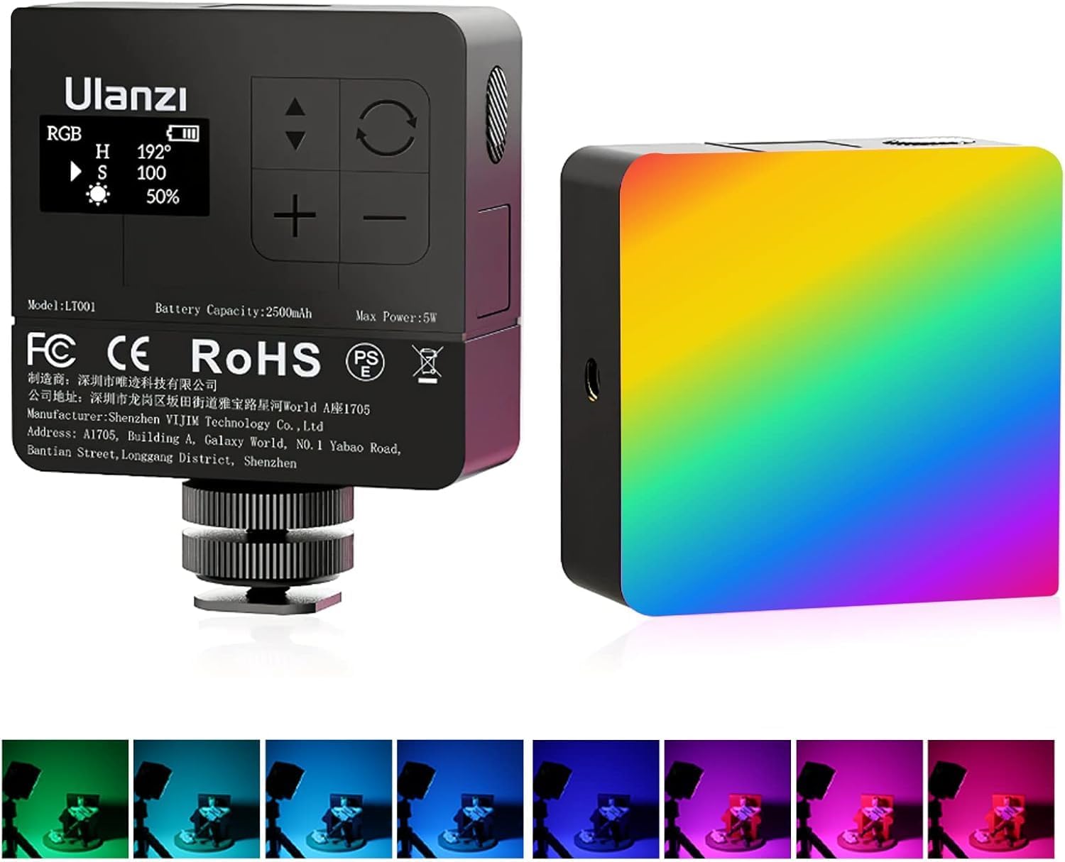 ULANZI VL49 Pro RGB Video Light, Mini Rechargeable LED Camera 360° Full Color Portable,2500-9000K Dimmable LED Panel Lamp w LCD Display,Photography Lighting Support Magnetic Attraction
