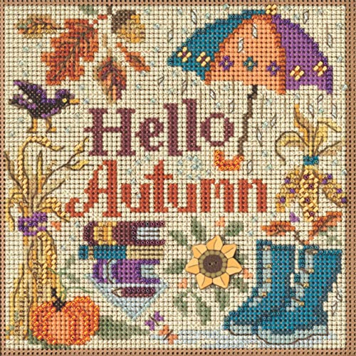 Image of Mill Hill Hello Autumn Beaded Counted Cross Stitch Kit 2023 Buttons & Beads Autumn MH142323