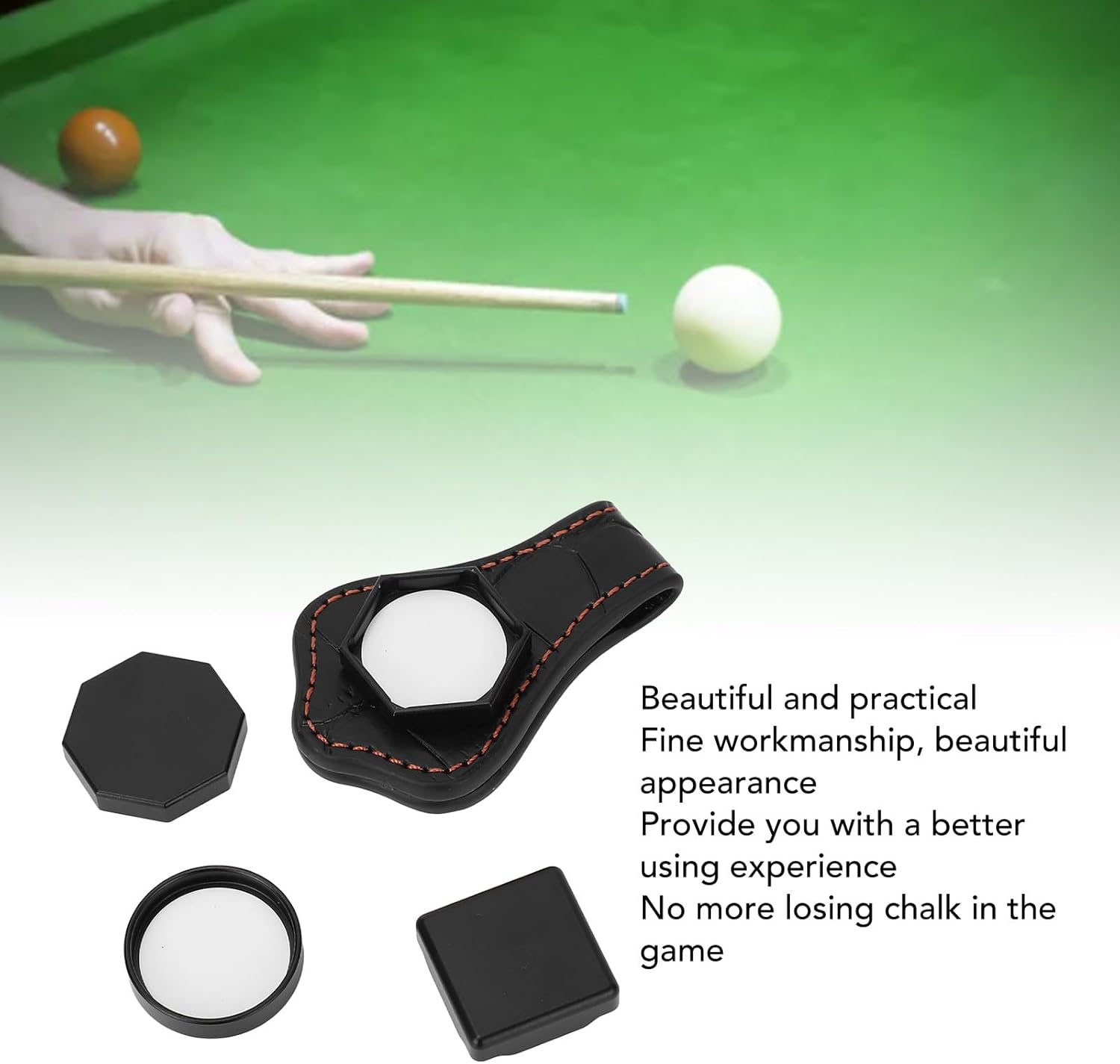 Billiard Chalk Box Clip, Billiard Chalk Holder Magnetic Hexagonal Octagonal Round Square Aluminum Single Section Pool Chalk Case with Belt Clip