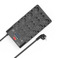 BEVA Ciabatta Elettrica 3680W/16A, Multipresa con 18 Prese CA