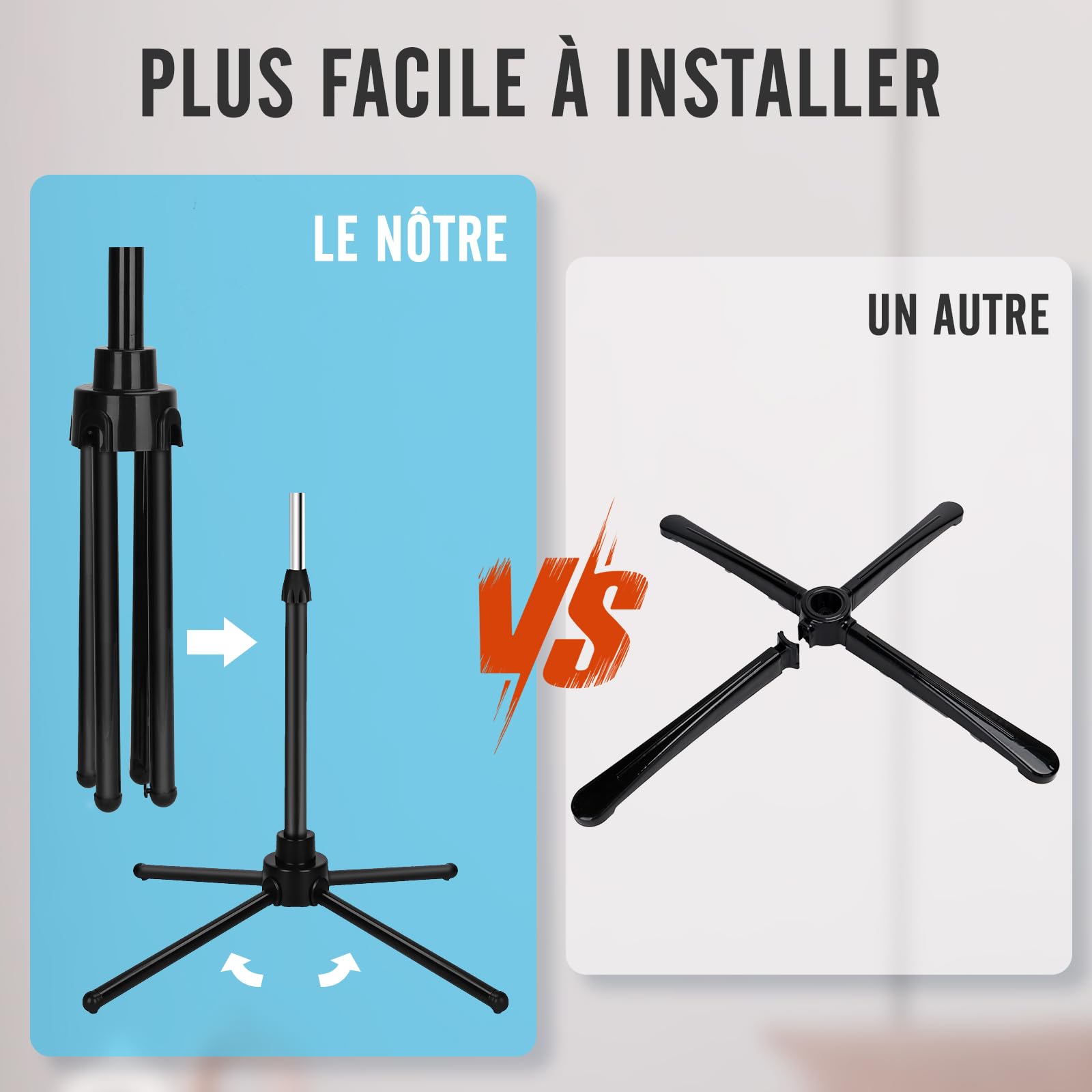 Aigostar Ventilateur sur pied, 7 Pales, 3 Vitesses, Puissant, Silencieux et Stable, 50W, Grille Sécurisée, VDE, Noir
