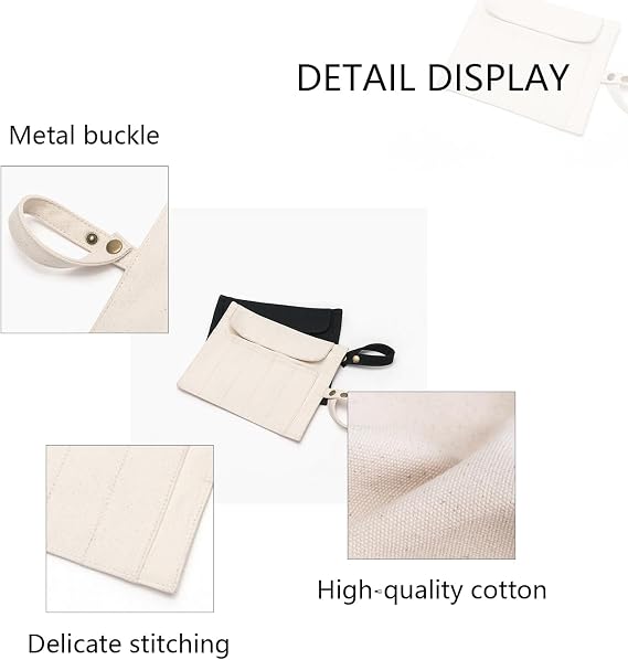 Makeup Brush Roll Up Bag Simple and Foldable Makeup brush Bag Organizer Cotton Material Travel Portable and Lightweight (Black)