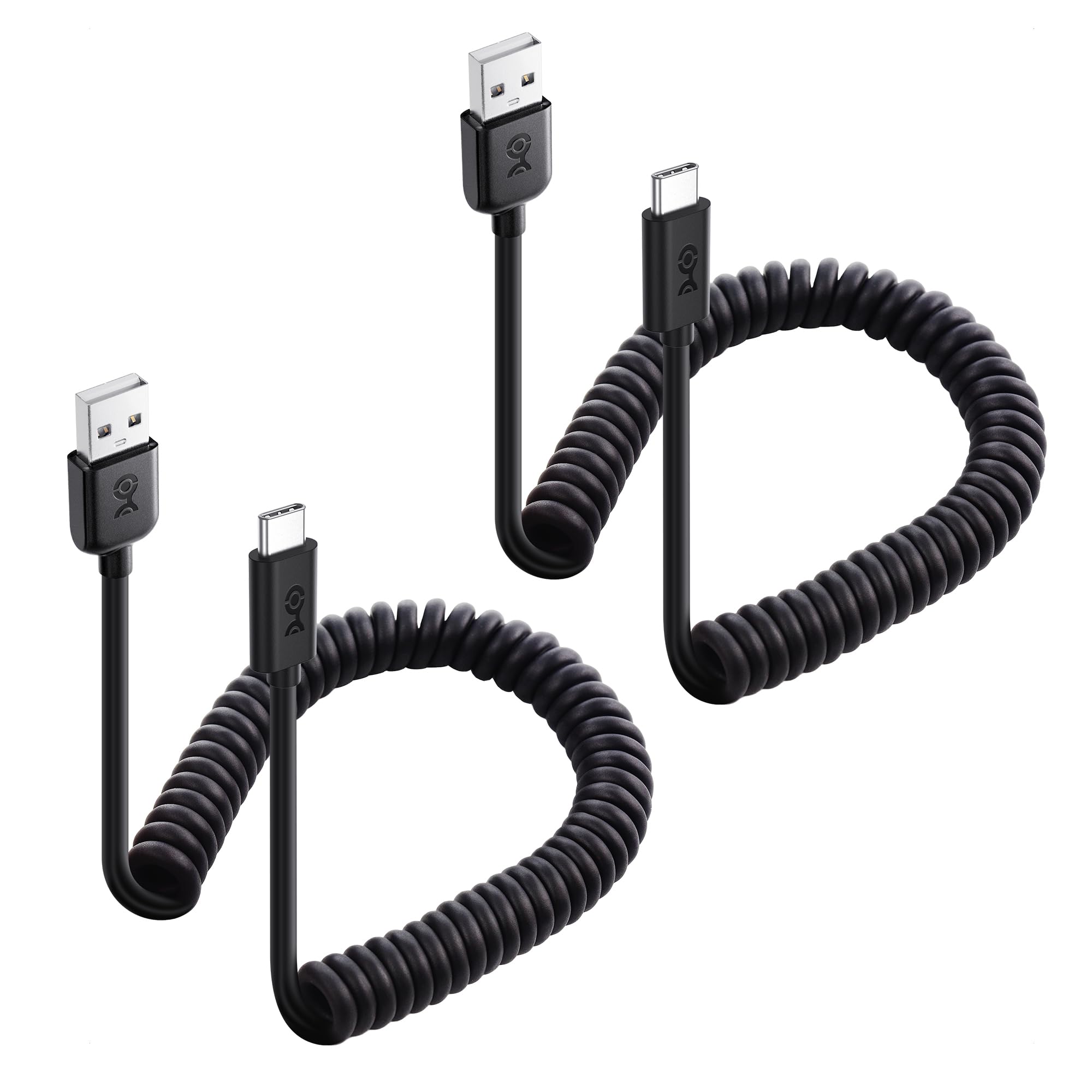 Cable Matters 2-Pack USB to USB C Coiled Cable, 3A/15W, 0.3-1.2m