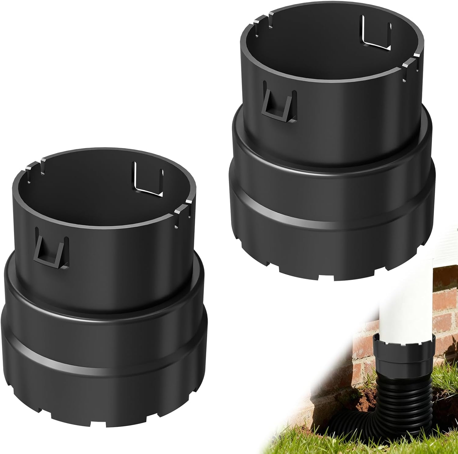 4-Inch Corrugated Pipe Adapter - 4-Inch corrugated to 4" SDR 35 or 4" SCH 40 Pipe（2，White）