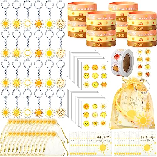 Porte-clés soleil et souvenirs en lot pour simplifier l'organisation d'une baby shower rétro