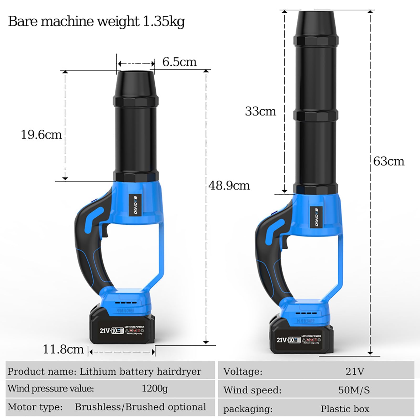Aspiratore e trituratore per foglie, batteria da 4000 mAh, leggero 18300 giri/min, per la cura del prato, il patio, la pulizia del cortile, la rimozione di polvere e neve