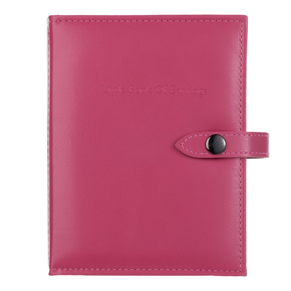 The Little Book of Earrings - Pink earring book holds 48 pairs of earrings on 4 pages