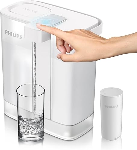 PHILIPS GoZero - Jarra de filtro de agua instantánea de próxima generación, batería recargable, tecnología Mirco-X Clean, 3L 12 tazas, flujo rápido
