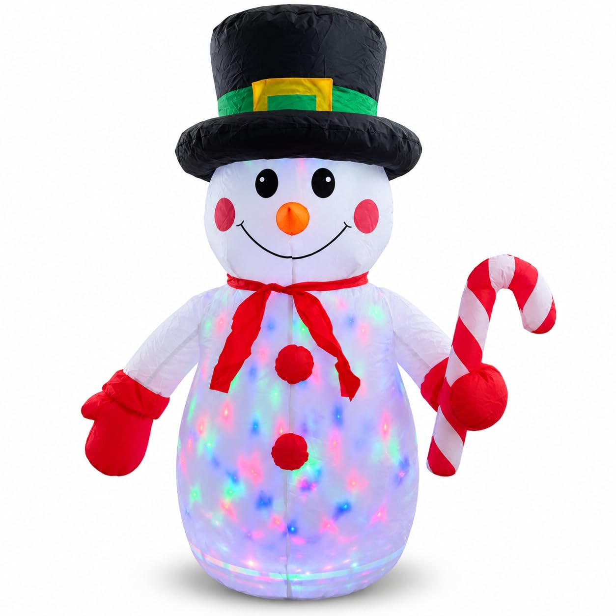 Lets Go Crimbo 4ft Inflatable Snowman Light Up LED Christmas Decoration | 4ft Inflatable Snowman Christmas Decoration With Spinning Multicolour LED Lights And Weighted Base