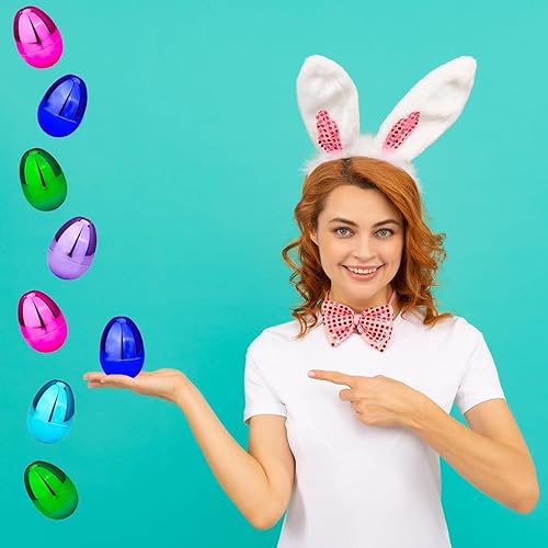 Miniatura 6 de The Dreidel Company Huevos de Pascua rellenables (paquete de 24) de colores metálicos brillantes con bisagra, huevos de Pascua de plástico a granel,