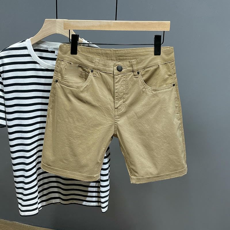 USTZFTBCL Summer Men's Casual Loose Breeches Mid-Length Thin Elastic Shorts