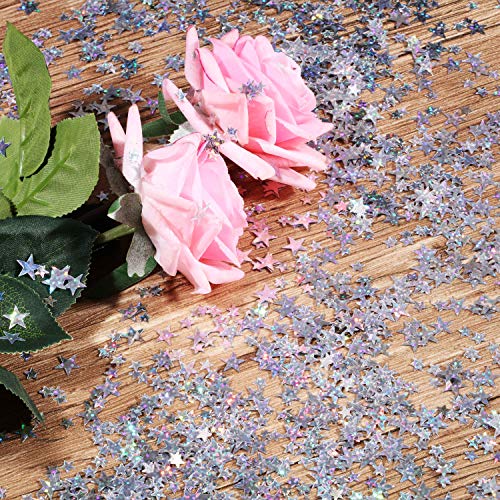 Image of Hestya Star Table Confetti, Glitter Silver, 10mm and 6mm, 60g