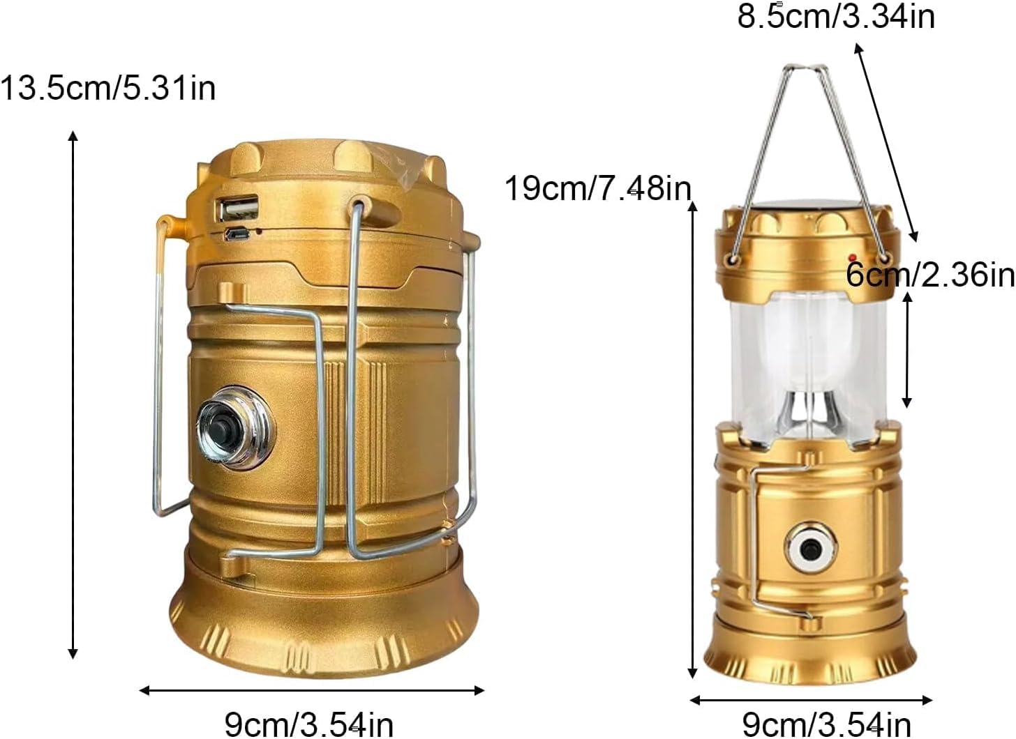 Lanterna solare da campeggio ricaricabile a LED, portatile, pieghevole, a sospensione, con 3 modalità, lampada impermeabile per esterni, per campeggio, escursionismo, viaggi, emergenza power bank