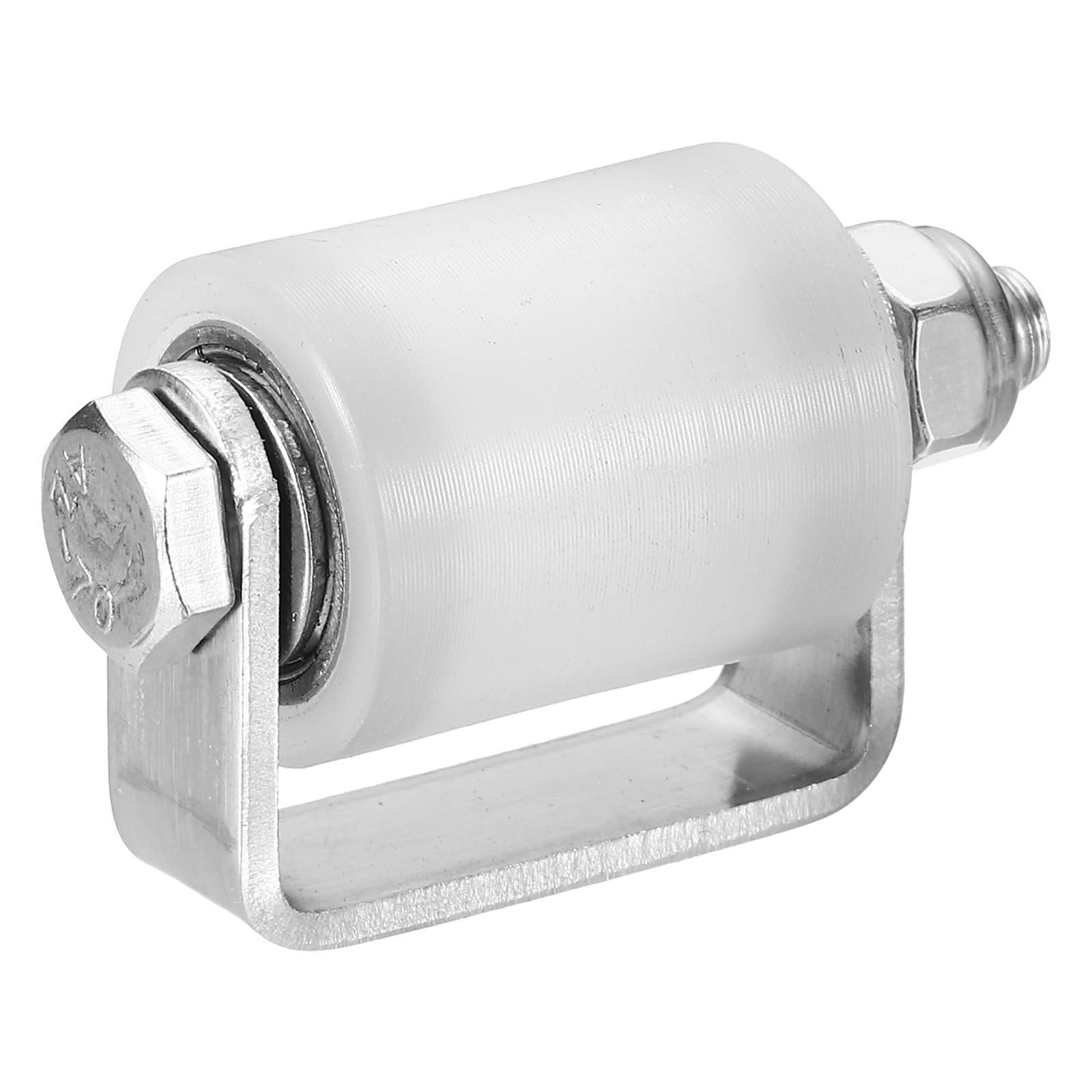 sourcing map Slide Gate Guide Roller, 25mm Nylon Sliding Gate Guider with C Post Welded Bracket, Ball Bearing Side Roller Assembly Screw Tightening for Sliding Door 20mm Dia, White