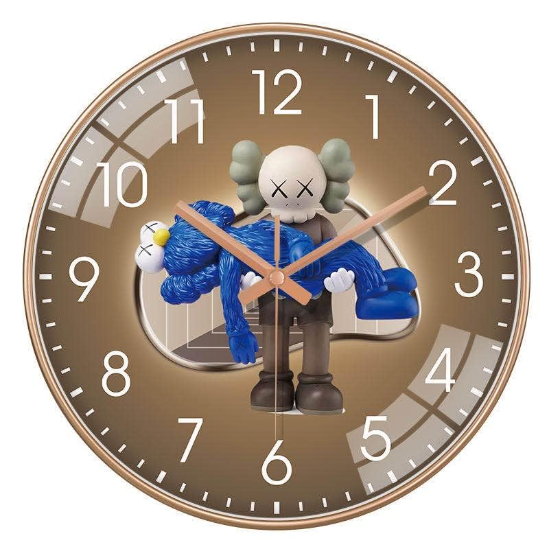Image of STAR WORK Silent Mute Battery Operated Non-Ticking Quiet Decorative Wall Clock with Thicken Plastics Frame Glass Cover for Living Room, Bathroom, Kitchen. (Blue Bunny Clock)