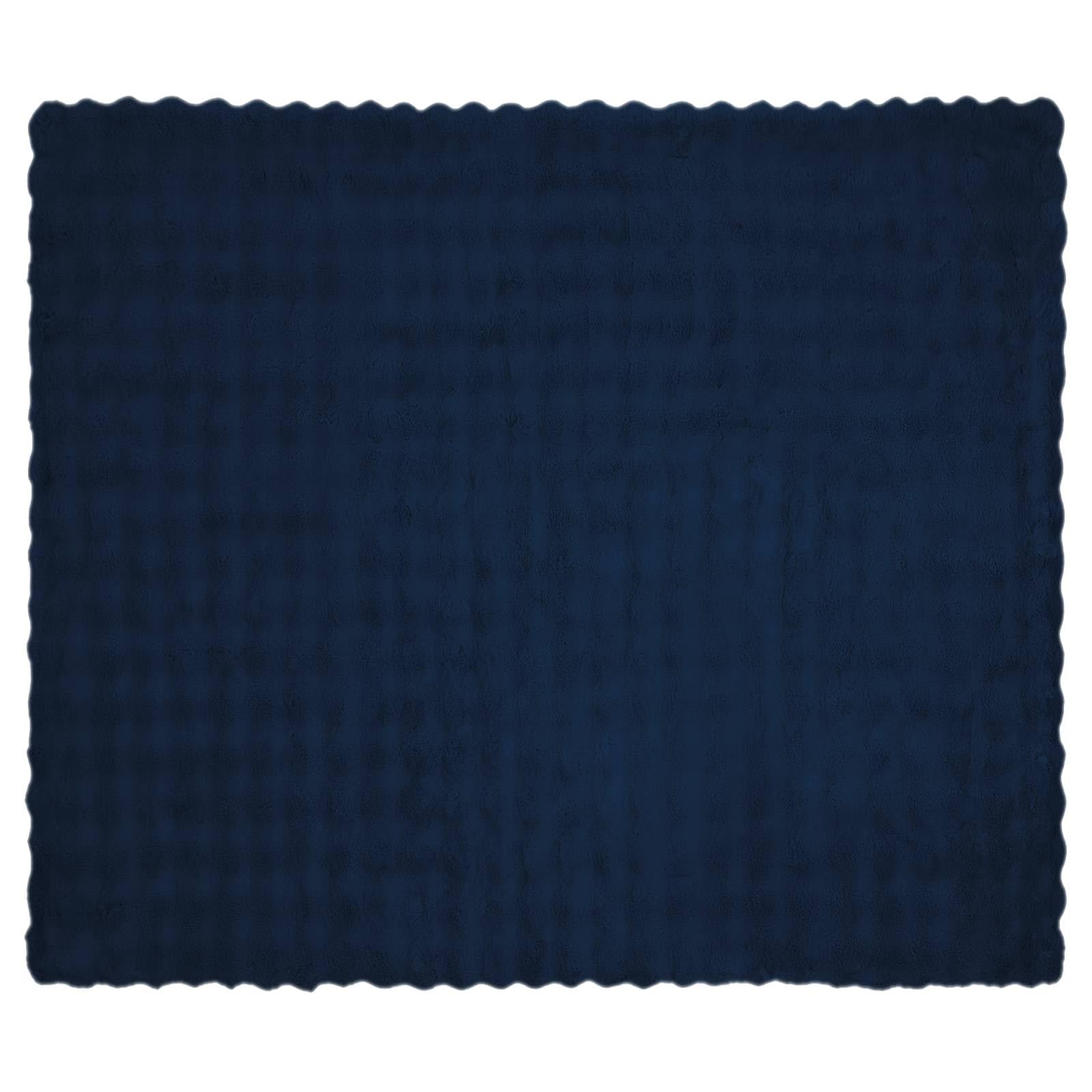 Kunstfell Kaninchenfell Decke 4 Stück Marineblau 220 x 240 cm Plüschige Blasentextur Extra Weich Winterdecke Luxus Wärme Sofadecke Schlafzimmerdecke