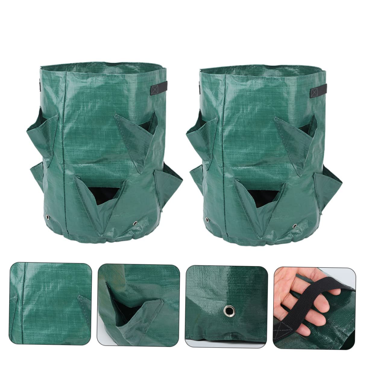 HANABASS 2 Series Bolsa De Plantación De Fresas PE De Unidades De Accesorios De Jardinería Colgantes Fomentan El Crecimiento Vegetal Ventilación De 2 Piezas*2
