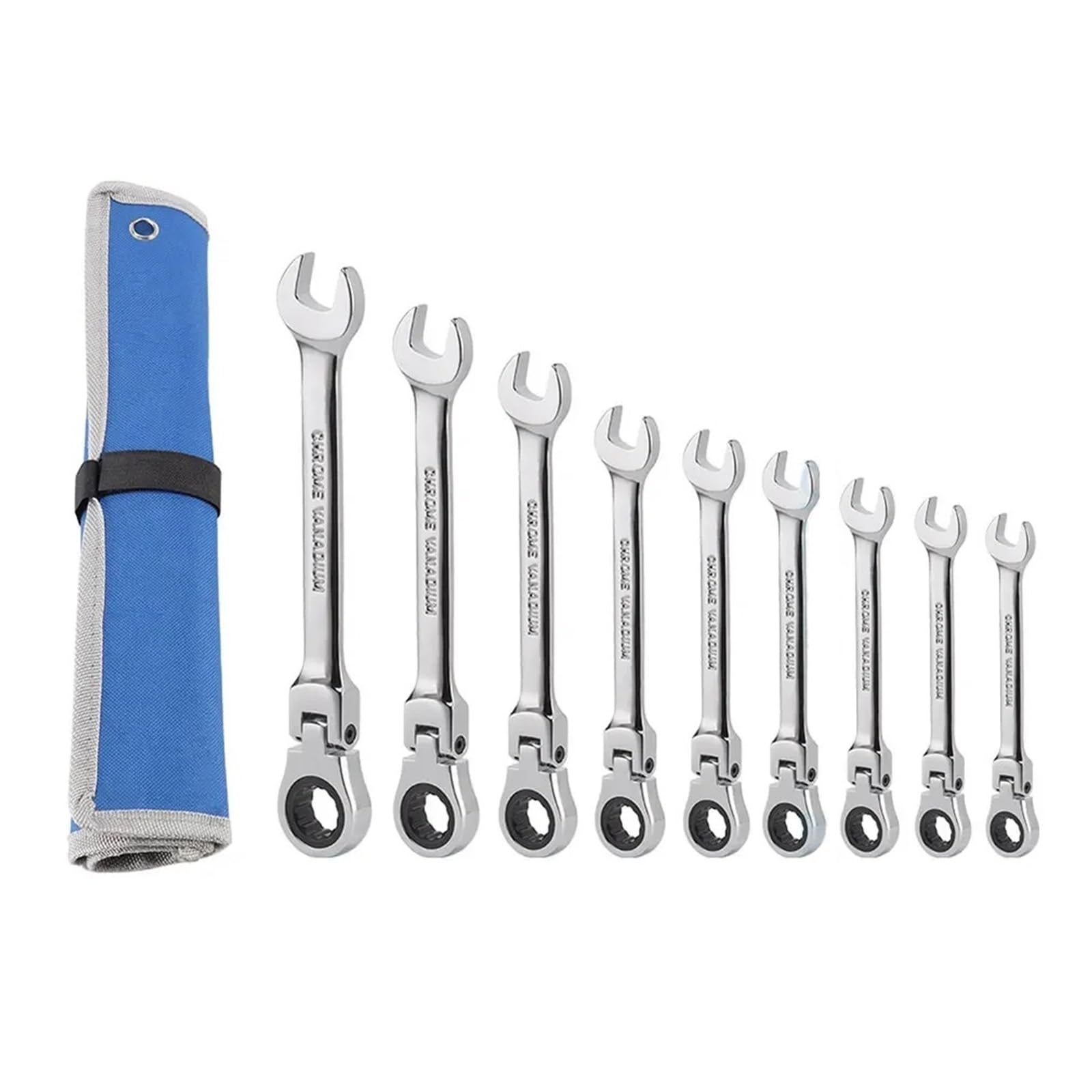 Set di Chiavi Set di Chiavi A Cricchetto da 9 Pezzi da 8-22 Mm con Testa Flessibile E Custodia di Stoccaggio Gratuita