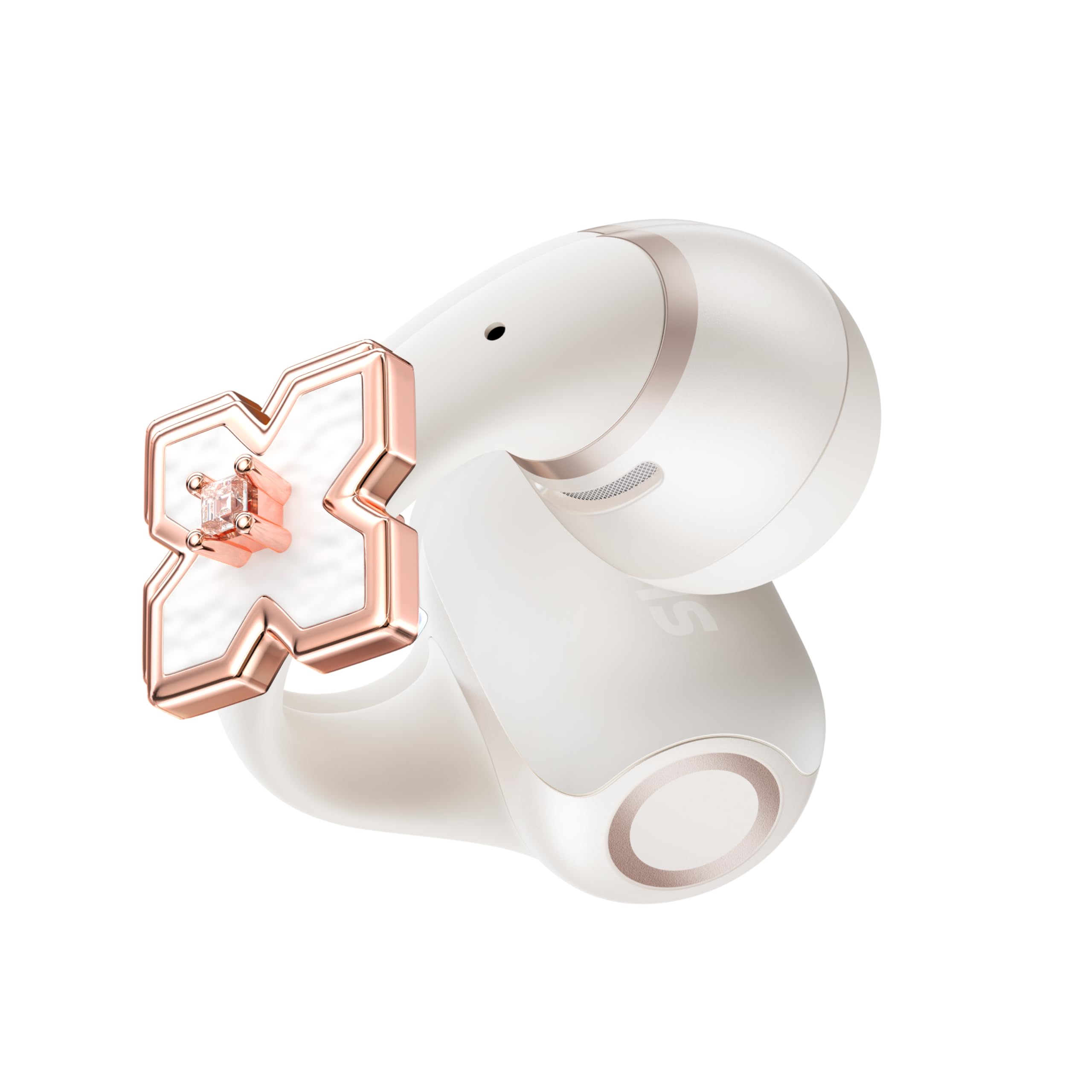 Shokz Pendientes universales para Accesorios de Auriculares OpenDots 2 – Diseño de nácar, Estuche para Auriculares con Clip para OpenDots 2 – Blanco