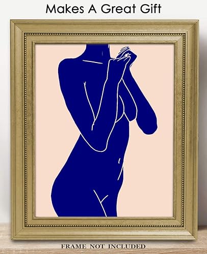 Miniatura 3 de Blue Nude Woman Line Figure Abstract Wall Art Minimalist, Aesthetic & Boho Wall Art for Home, Office, Bedroom & Living Room Decor  Unframed Posters