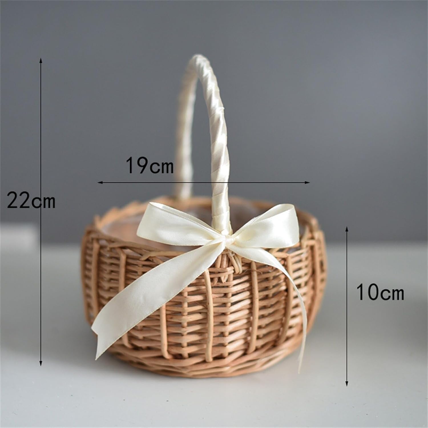 Blumenmädchenkörbe für Hochzeiten, Weidenkorb mit Griff und Band, gewebter Aufbewahrungskorb, Blumen-Keksbon-Korb für Weihnachten, Ostern, Hochzeit, Party, Zuhause, Garten, Dekoration, Weiß,Große
