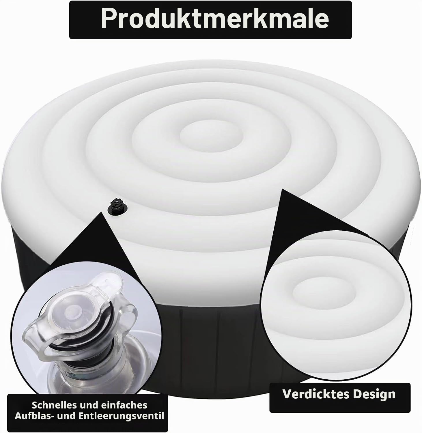 Whirlpool Abdeckung Rund, 1.65 M Aufblasbare Poolabdeckung, Regenfest Und Reißfest, Für Den Außenbereich Zubehör (165cm)
