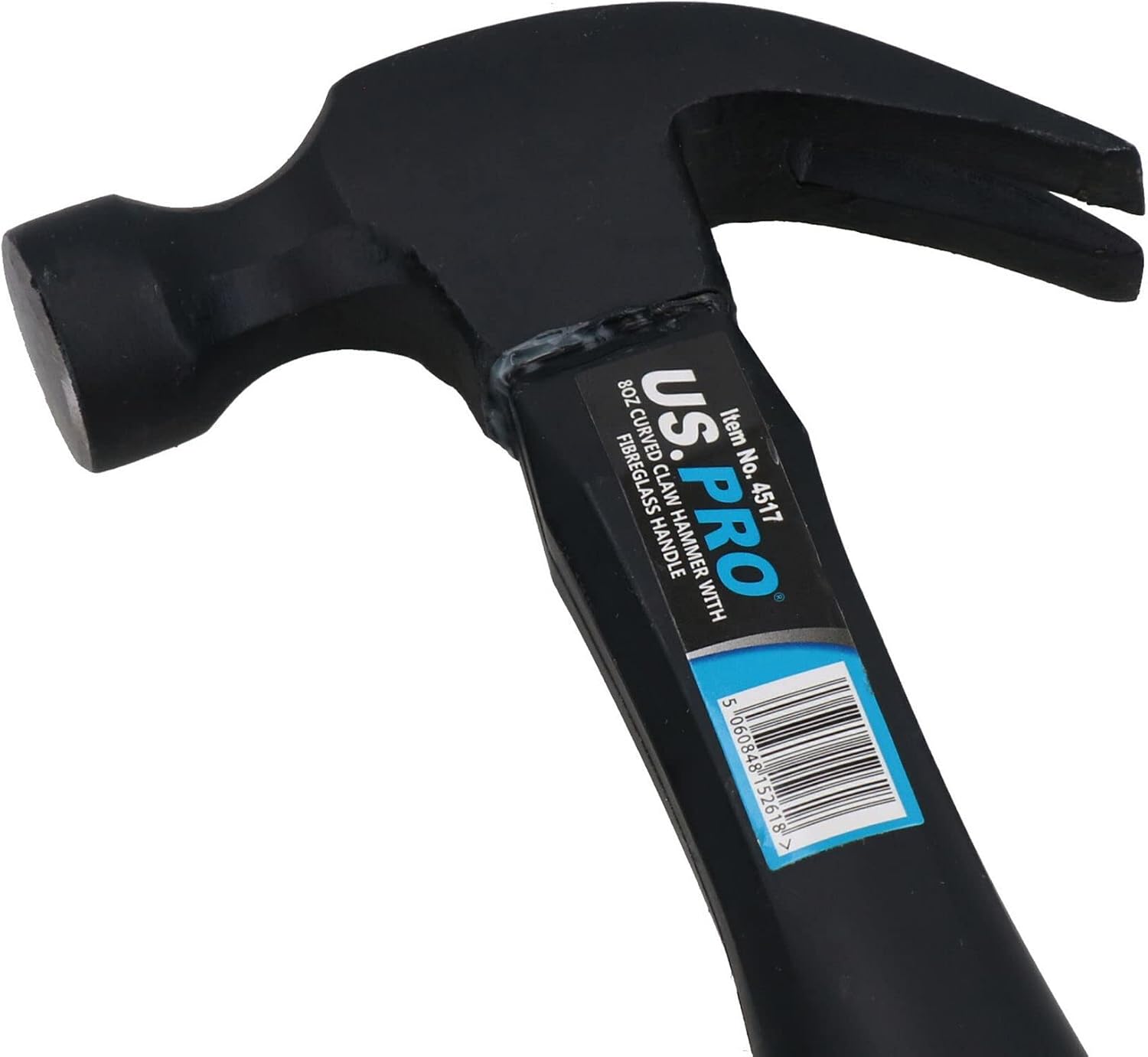 8oz Curved Claw Hammer with Fibreglass Handle Nail Screw Remover Removal